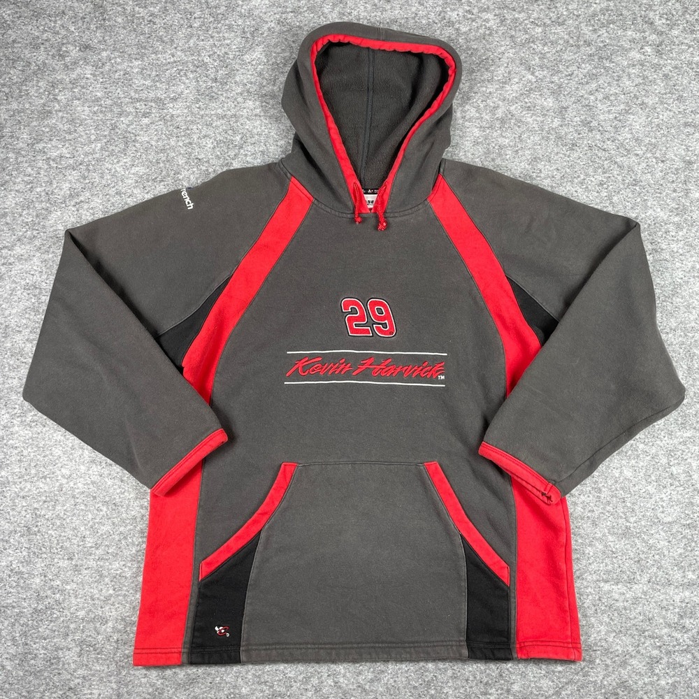 Vintage Kevin Harvick Hoodie Mens M Gray Red #29 Chase Authentics NASCAR Racing